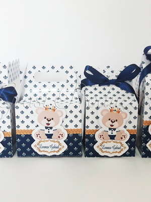 Kit festa ursinho príncipe azul marinho 110 itens