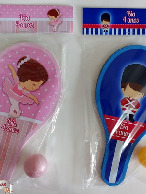 Raquetes de ping pong tema bailarina e soldadinho de chumbo