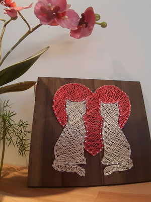 Quadro gatos em string art