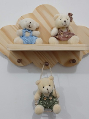 Nuvem prateleira de madeira com cabideiro quarto bebe