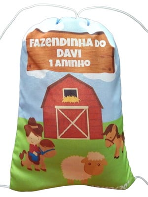 Mochilinha sacolinha personalizada fazendinha