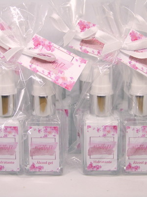 Kit alcool gel e hidratante em vidro 10 unidades