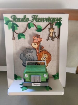 Quadro porta maternidade safári zoo