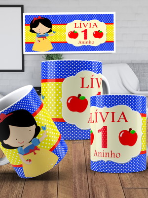 Caneca de polímero personalizada branca de neve