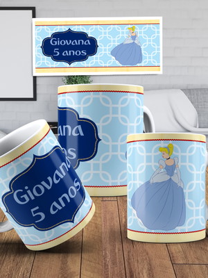 Caneca de polímero cinderela personalizadas