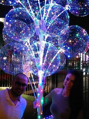 Balão de led c/ bastão + vareta + pilhas completo decoração