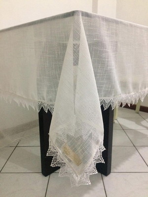 Toalha de mesa linho com barra guipir - retangular