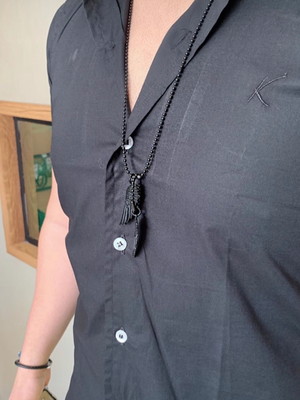 Colar masculino duas assas preto black