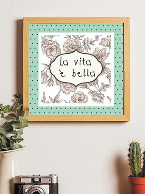 Placa decorativa- poster- poá e rosas