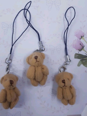 Mini urso de pelúcia chaveiro marrom 3,5cm com 50 pcs