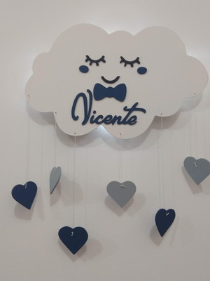 Nuvem porta maternidade com led chuva de amor nome bebe
