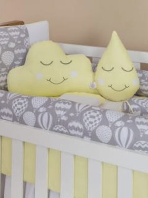 Kit de berço rolinho amarelo/cinza