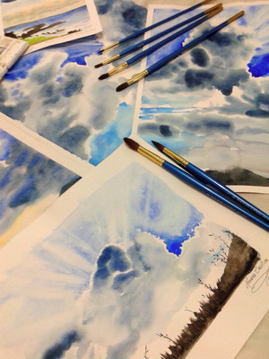 Pintura em aquarela paisagem personalizada a3