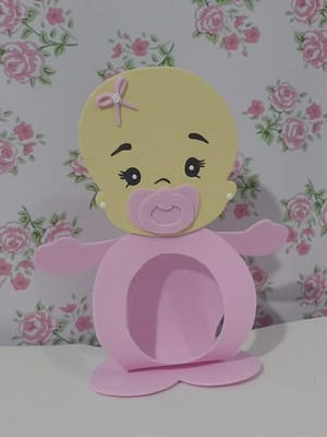 Porta bombom bebê rosa em e.v.a