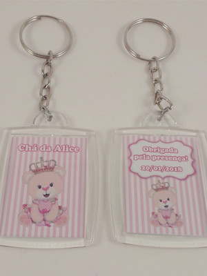 Chaveiro de acrílico personalizado chá de bebê menina
