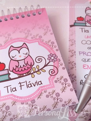 10 kits lembrancinhas 4 itens professora floral rosa