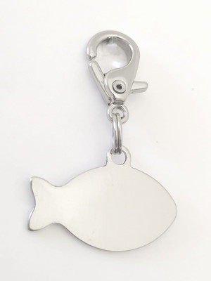 Plaquinha de identificação pet peixinho aço inox m