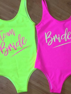 Body maiô lycra neon despedida de solteira team bride