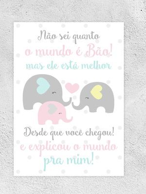 Poster digital família elefante | a4 | para imprimir