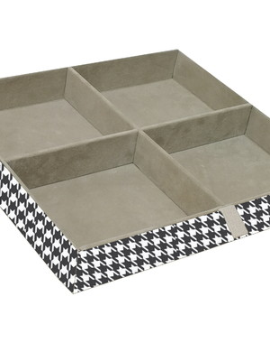 Bandeja jóias com puxador/pied de poule c/ 4 nichos cod-5768