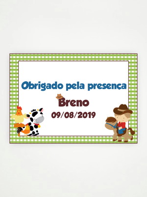 Tag agradecimento fazendinha (30 unidades)