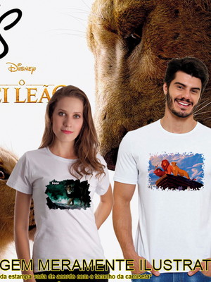 Kit duas camisetas filme rei leão simba, nala timão e pumba