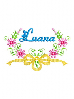 Matriz bordado luana moldura flores agulha feliz