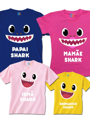 Kit família baby shark personalizado com 4