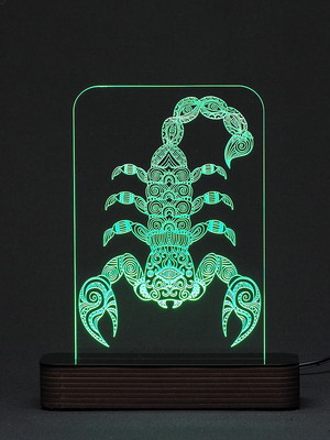 Abajur led - acrílico gravado a laser – escorpião