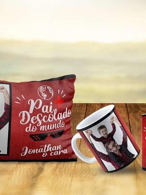 Kit caneca e almofada personalizado dia dos pais