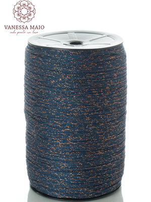 Fio náutico 5mm na cor azul com lurex cobre rolo com 330 mts