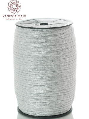 Fio náutico 5mm na cor branco com lurex prata rolo com 330 m