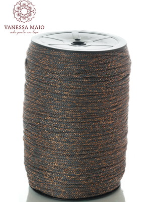 Fio náutico 5mm na cor cinza com lurex cobre rolo com 330 mt