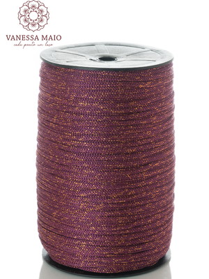 Fio náutico 5mm na cor marsala com lurex cobre rolo com 330