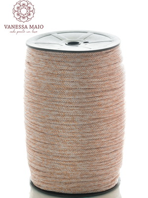 Fio náutico 5mm na cor off white com lurex cobre rolo com 33