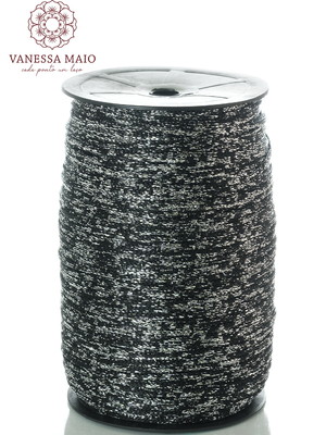 Fio náutico 5mm na cor preto com lurex prata rolo com 330 m