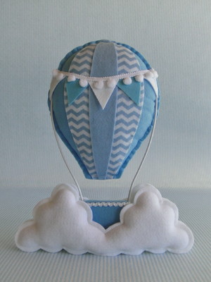 Enfeite mesa chá de bebê menino nuvem balão 1 azul feltro
