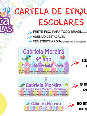 Frete fixo - 100 etiquetas escolares jardim