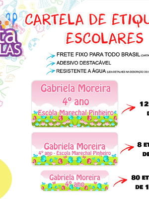 Frete fixo - 100 etiquetas escolares jardim