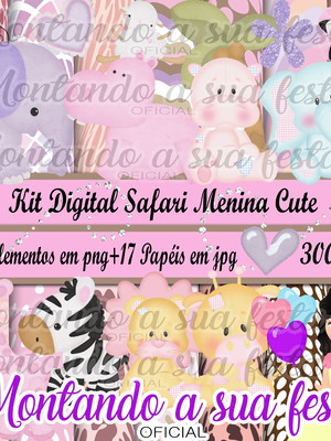 Kit digital safari menina cute