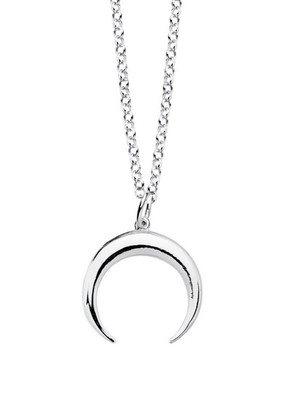 Colar com pingente de lua prata 925 feminino 45 cm
