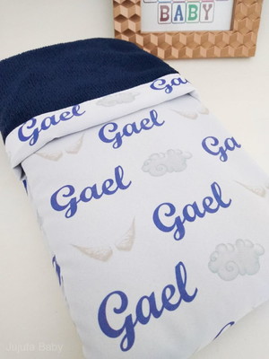 Manta anjo com nome do seu bebê personalizada nuvem
