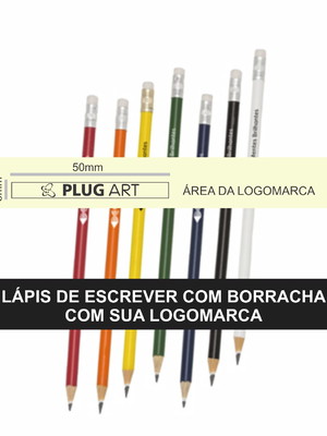 50 lápis de escrever com borracha com logomarca