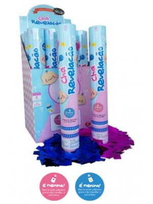 4 lança confete azul rosa cha revelação cha de bebe infantil