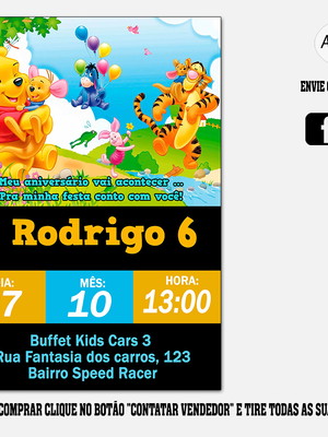 Convite ursinho pooh digital