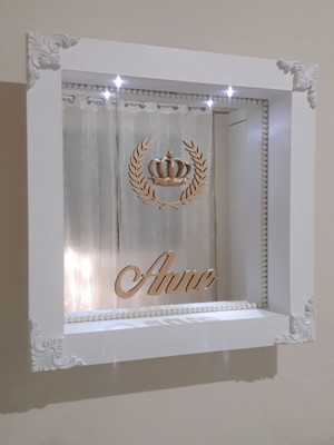 Porta maternidade cenário com led salmão