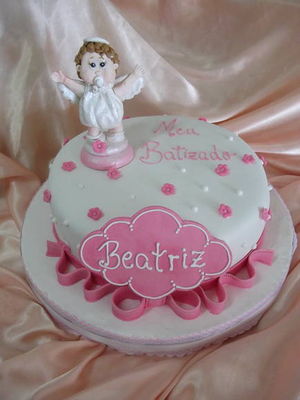 Bolo decorado para batizado