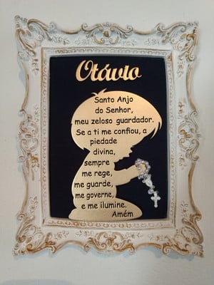 Quadro porta maternidade oração santo anjo