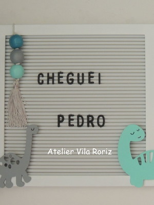Quadro porta maternidade letter board dinossauros p!!