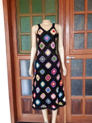 Vestido croche squares